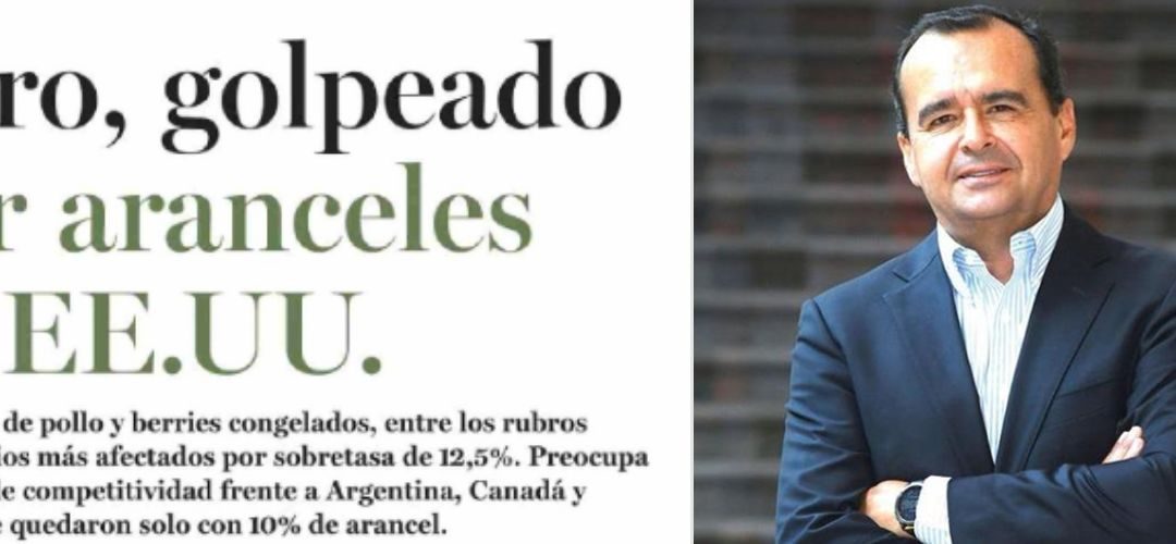 Presidente de Chilealimentos alerta que el arancel de EE.UU. golpea la competitividad de la agroindustria exportadora